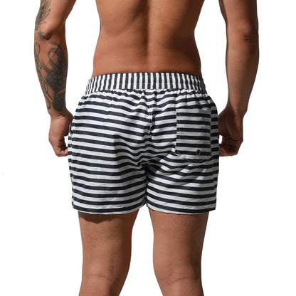 DESMIIT Men's Striped Board shorts Beachwear Quick-dry Nylon Loose swimming Trunks S6018