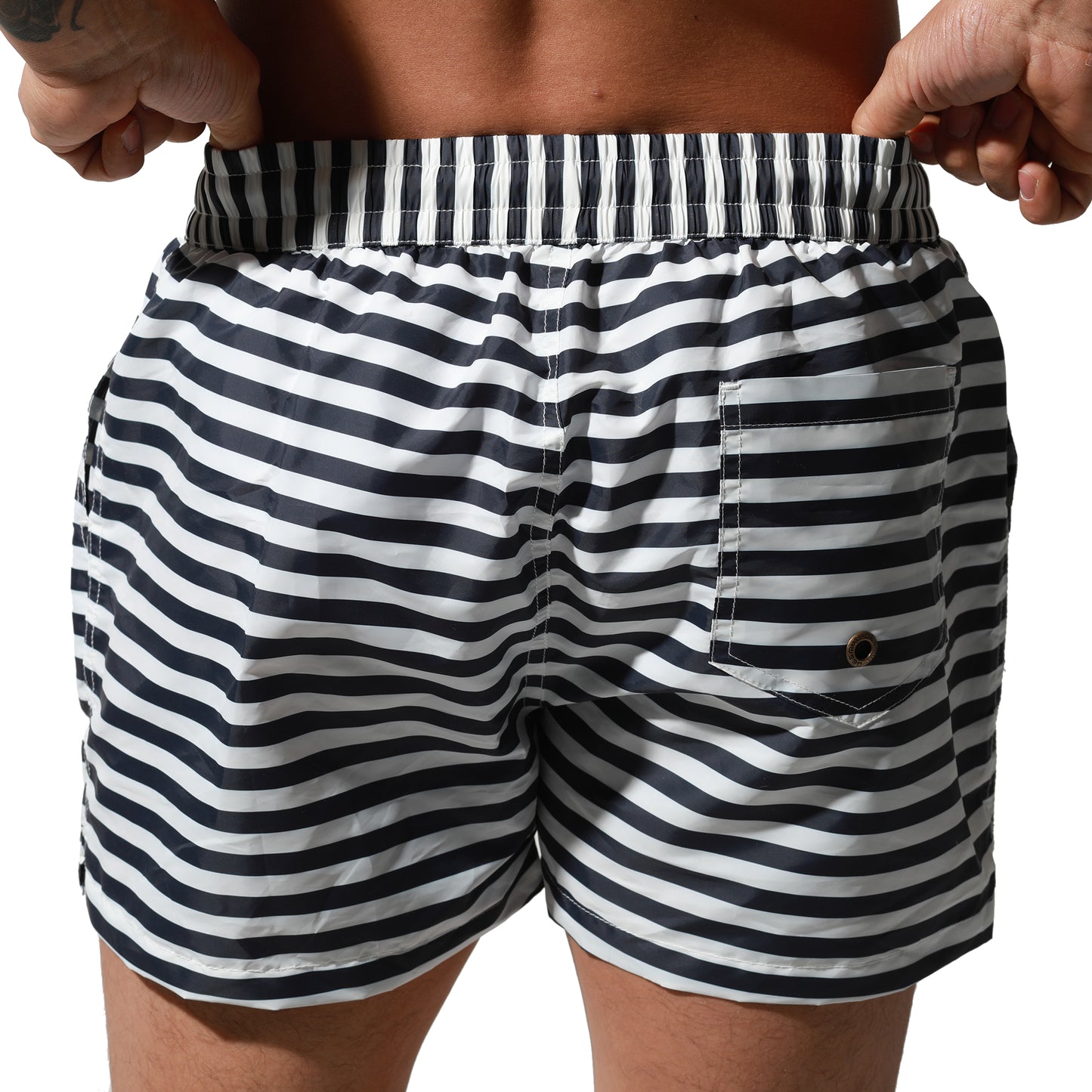 DESMIIT Men's Striped Board shorts Beachwear Quick-dry Nylon Loose swimming Trunks S6018