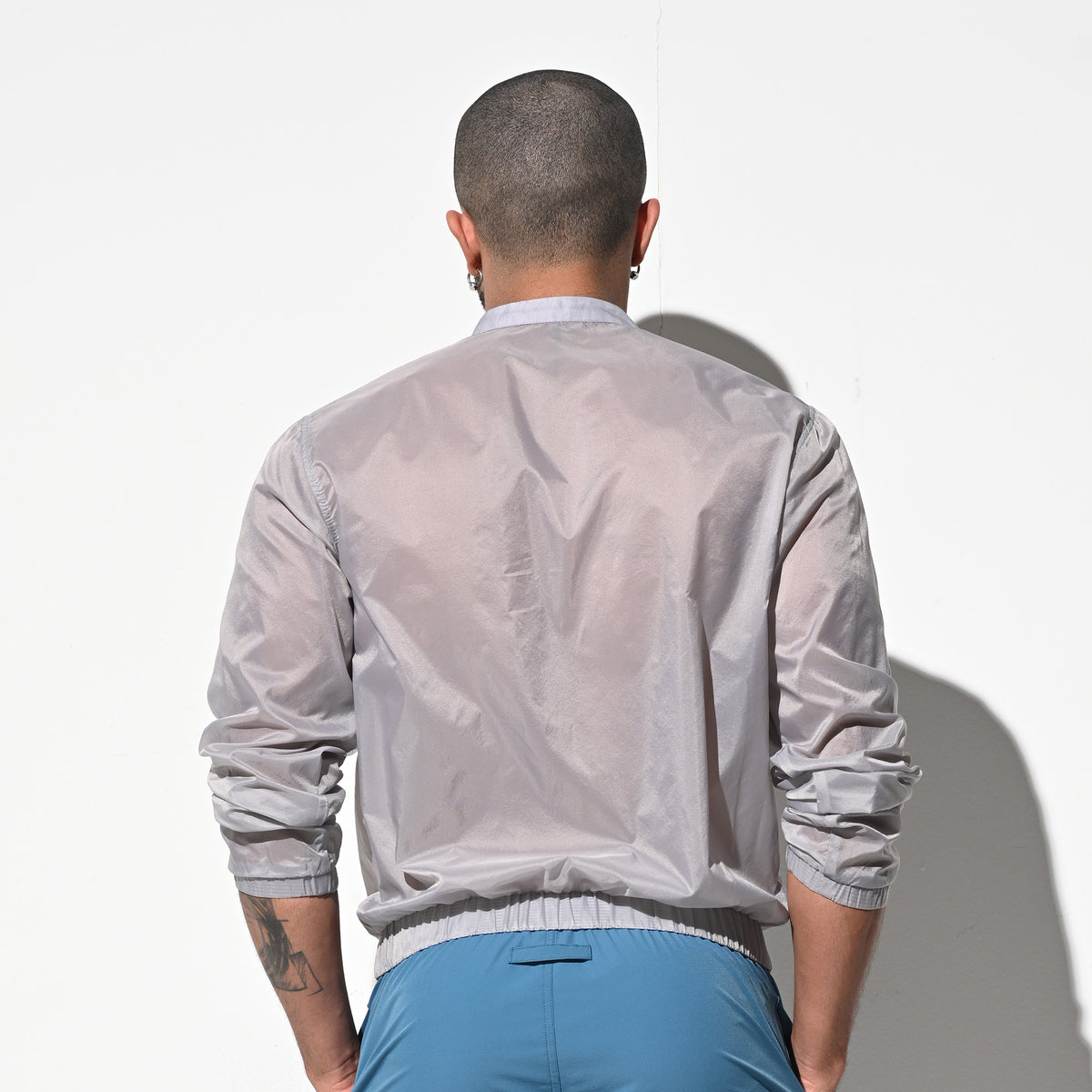 DESMIIT Men's Ultra Thin Semi-Sheer Long Sleeve Button Down Shirt, Loose Fit Nylon Ultra Lightweight UV Protection Vacation Travel Shirt B7242
