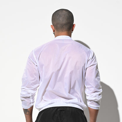 DESMIIT Men's Ultra Thin Semi-Sheer Long Sleeve Button Down Shirt, Loose Fit Nylon Ultra Lightweight UV Protection Vacation Travel Shirt B7242