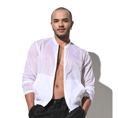 DESMIIT Men's Ultra Thin Semi-Sheer Long Sleeve Button Down Shirt, Loose Fit Nylon Ultra Lightweight UV Protection Vacation Travel Shirt B7242