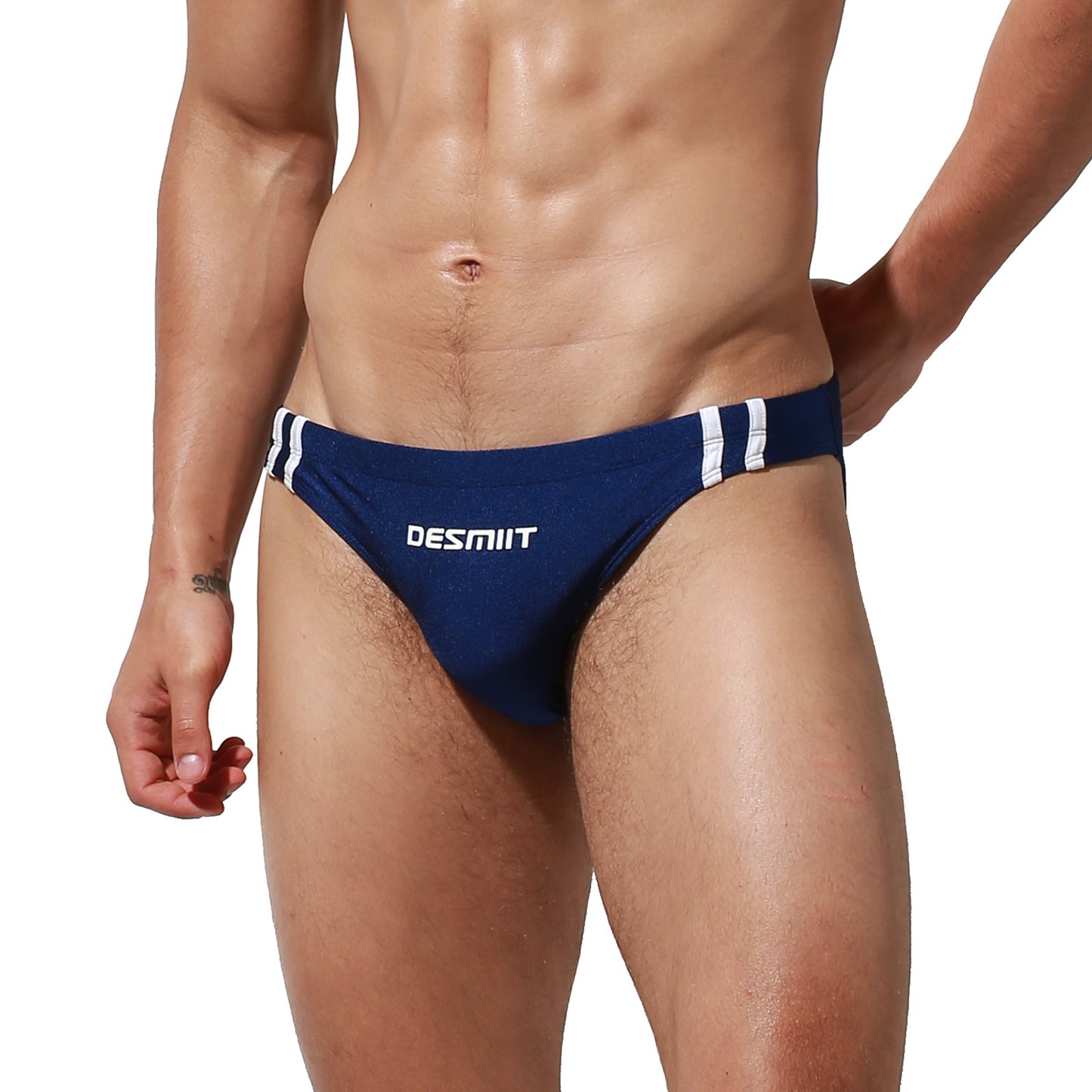 DESMIIT Men's Low Waist Swimwear Gentmen Swim Brief Swimsuit Vintage Style Sunbath Bikini S3936